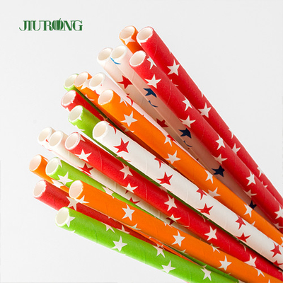 FDA Dot Printing Stripe Paper Straw per di servizio ristoro asportabile