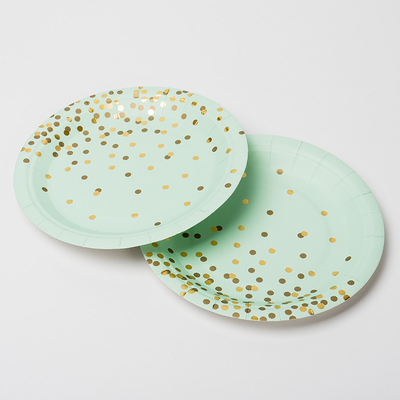 Anti piatti di carta biodegradabili sporchi del FSC con Dot Design dorato