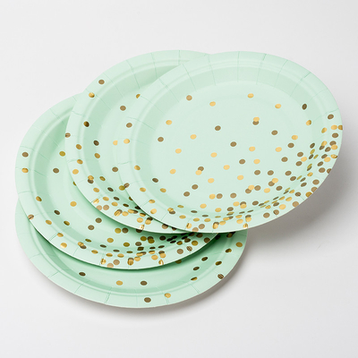 Anti piatti di carta biodegradabili sporchi del FSC con Dot Design dorato