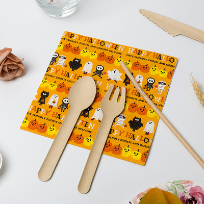 Rifornimenti pazzi sicuri del partito di tema di Halloween di progettazione del fantasma della zucca del tovagliolo di carta dell'oro