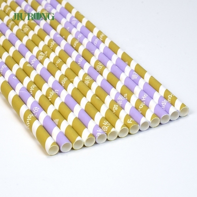 Cannucce di Natale Kraft di carta biodegradabile a strisce dorate 5*120mm