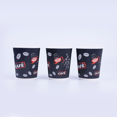 Bicchieri di carta biodegradabili ondulati marroni Tazza da caffè per bevande calde da 14 once