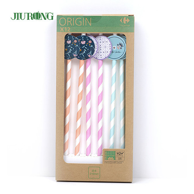 Cannucce biodegradabili in carta alimentare Packaging Stripes Eco Friendly OEM ODM