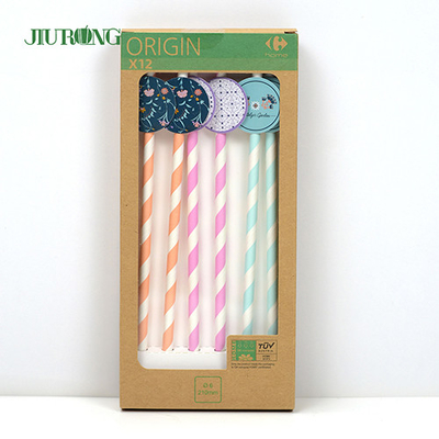 Cannucce biodegradabili in carta alimentare Packaging Stripes Eco Friendly OEM ODM