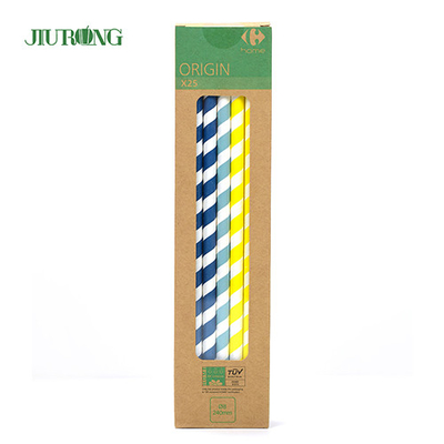 Cannucce biodegradabili in carta alimentare Packaging Stripes Eco Friendly OEM ODM