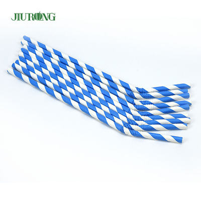 Cannucce biodegradabili in carta curva commestibile a righe blu