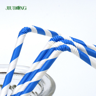 Cannucce biodegradabili in carta curva commestibile a righe blu