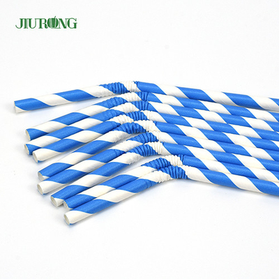 Cannucce biodegradabili in carta curva commestibile a righe blu