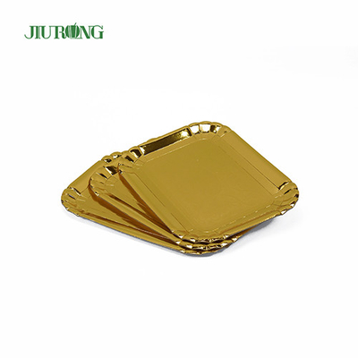 Piatti monouso biodegradabili da 340 * 450 * 20 mm Piatti di carta ecologici dorati