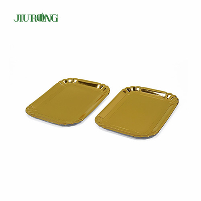 Piatti monouso biodegradabili da 340 * 450 * 20 mm Piatti di carta ecologici dorati