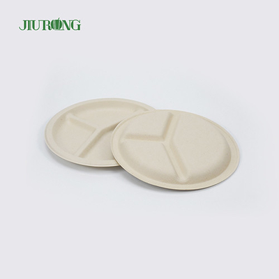 Piatto Monouso Pane Di Canna Da Zucchero Bagassa Biodegradabile Forma Rotonda