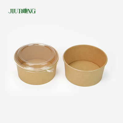 Insalatiera in carta kraft ecologica da 1100 ml usa e getta con coperchio in PET