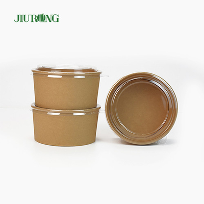 Insalatiera in carta kraft ecologica da 1100 ml usa e getta con coperchio in PET