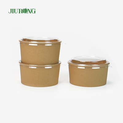 Insalatiera in carta kraft ecologica da 1100 ml usa e getta con coperchio in PET