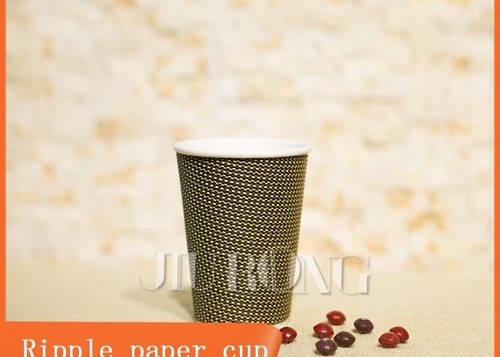 Bicchieri di carta biodegradabili ondulati marroni Tazza da caffè per bevande calde da 14 once