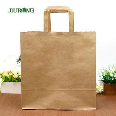 La maniglia piana porta via la borsa bianca della carta kraft con Logo Print