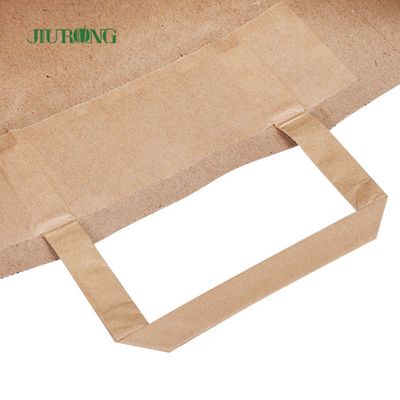 La maniglia piana porta via la borsa bianca della carta kraft con Logo Print
