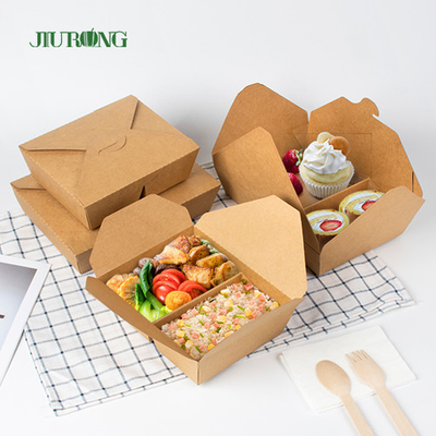 Contenitore d'imballaggio biodegradabile di carta kraft Togo Box Fast Food Takeaway