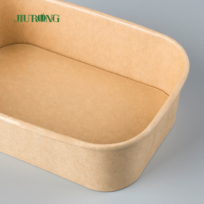 A parete semplice porti via l'insalatiera della carta kraft del contenitore di alimento che imballa con il coperchio dell'ANIMALE DOMESTICO