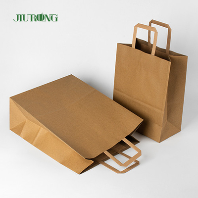Borsa di carta kraft di SOS Brown con l'imballaggio per alimenti riciclato maniglia del pranzo