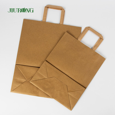 Borsa di carta kraft di SOS Brown con l'imballaggio per alimenti riciclato maniglia del pranzo
