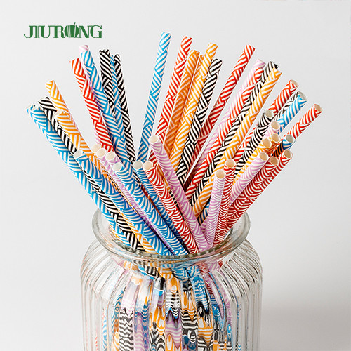 Carta biodegradabile eliminabile variopinta che beve Straw Striped Pattern Food Grade